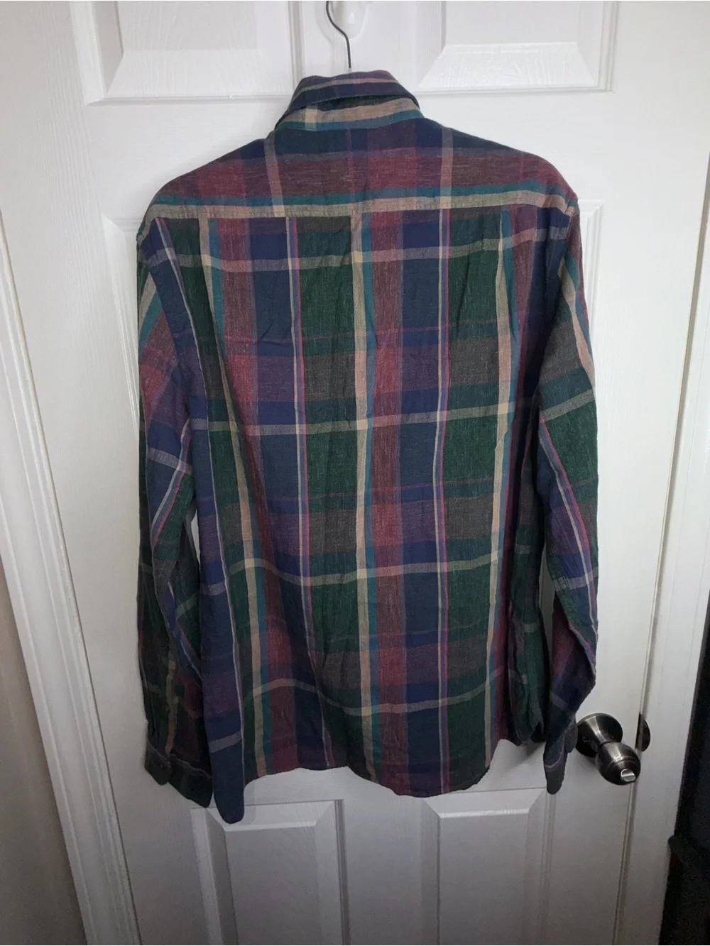 J.Crew Mens Large Long Sleeve Button Up Shirt Slim Fit L Plaid Cotton Casual